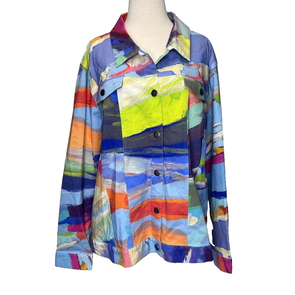 Claire Desjardins Getting Close Jacket 3x Colorful Art Abstract NWOT Lightweight